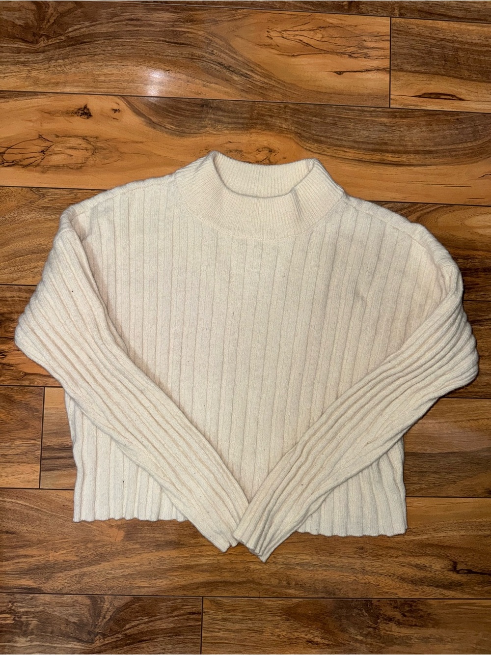 Madewell Cozy Cream Ribbed Mock-Neck Sweater
